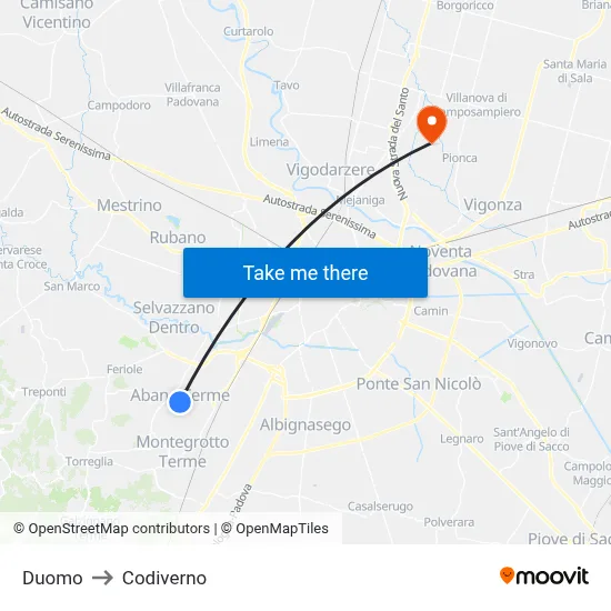 Duomo to Codiverno map