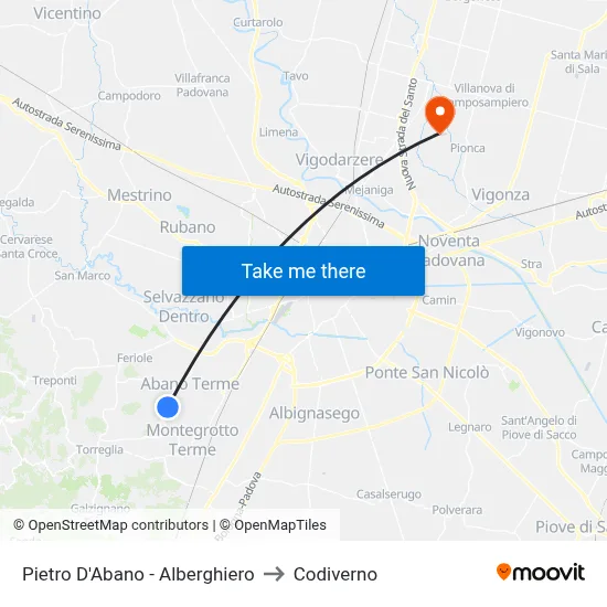 Pietro D'Abano - Culinary School to Codiverno map