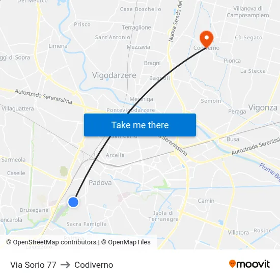 Sorio Street 77 to Codiverno map