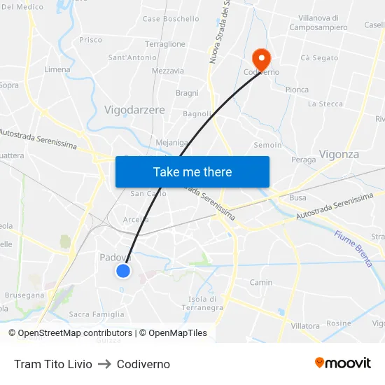 Tito Livio Tram to Codiverno map