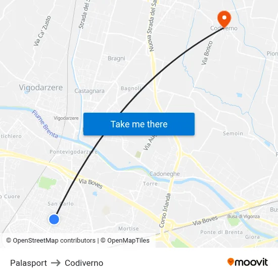 Sports Hall to Codiverno map