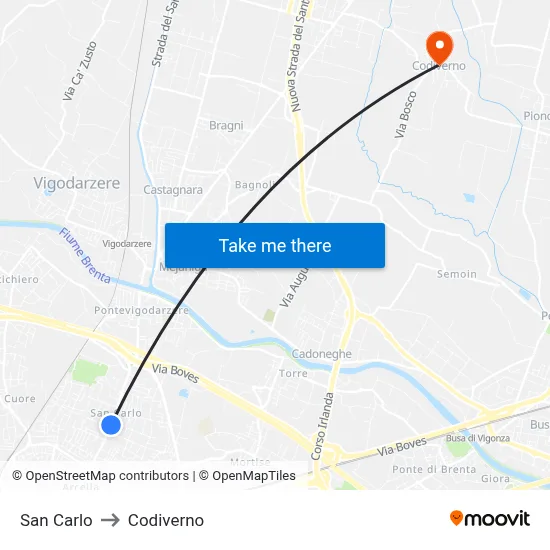 San Carlo to Codiverno map