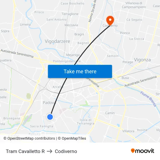Tram Cavalletto R to Codiverno map