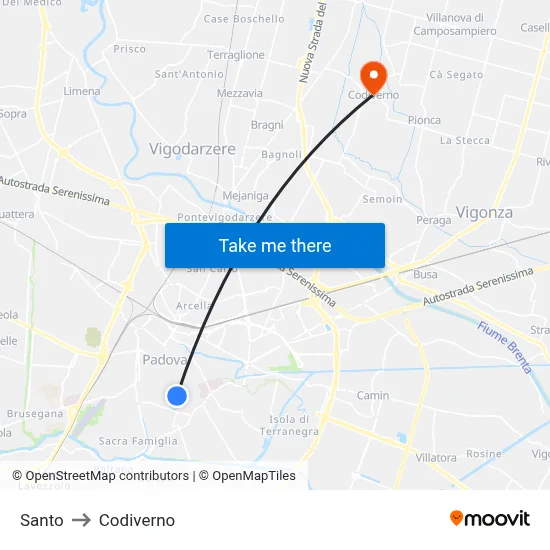 Saint to Codiverno map