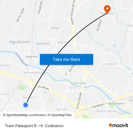 Tram Sports Palace R to Codiverno map