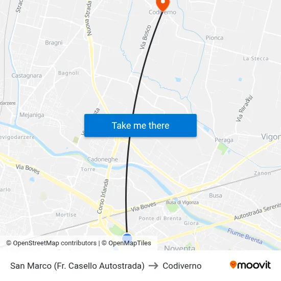 San Marco (Near Highway Toll) to Codiverno map