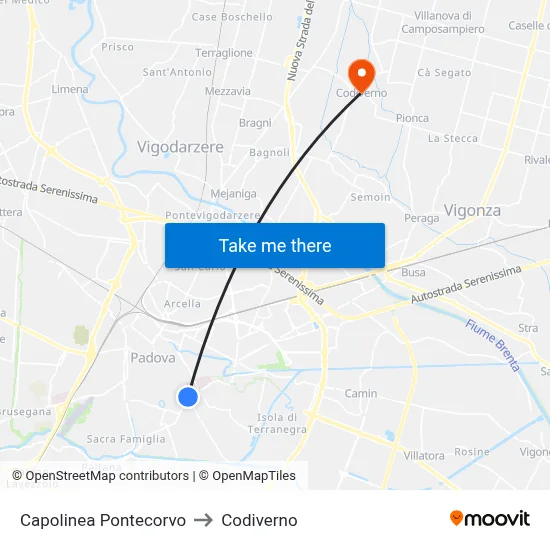 Pontecorvo Terminal to Codiverno map