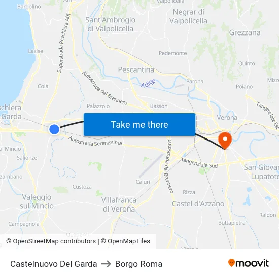 Castelnuovo Del Garda to Borgo Roma map