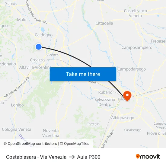 Costabissara - Venice Street to P300 Hall map