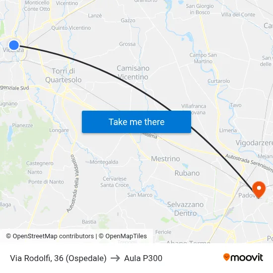Rodolfi Street, 36 (Hospital) to P300 Hall map