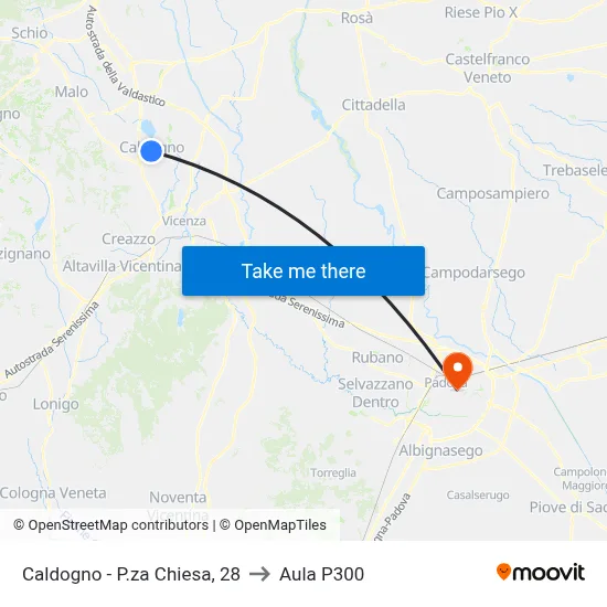 Caldogno - Church Square, 28 to P300 Hall map