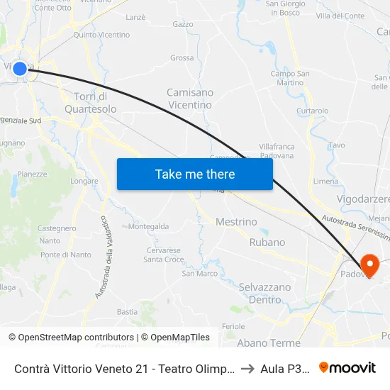 Contra Vittorio Veneto 21 - Olympic Theater to P300 Hall map