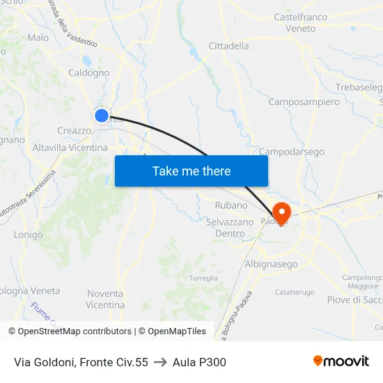 Via Goldoni, Opposite #55 to P300 Hall map