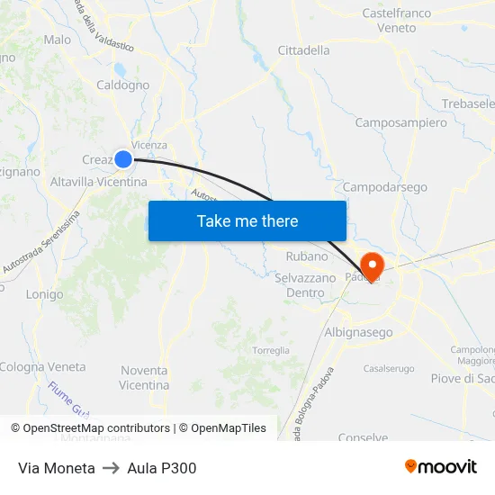 Moneta Street to P300 Hall map