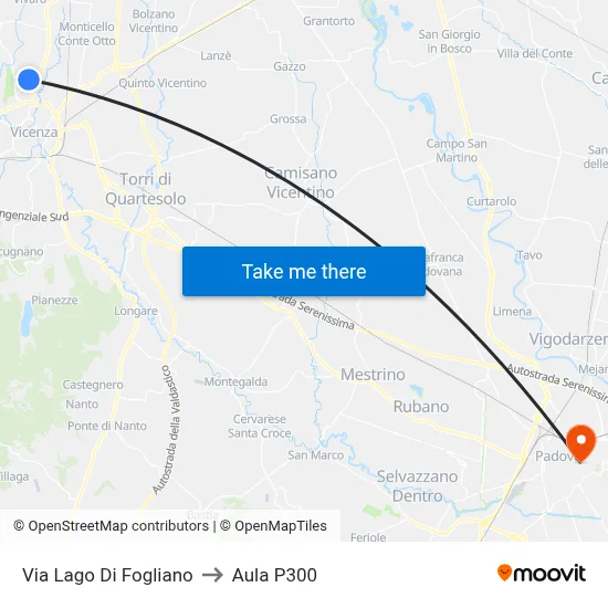 Lago Di Fogliano Street to P300 Hall map
