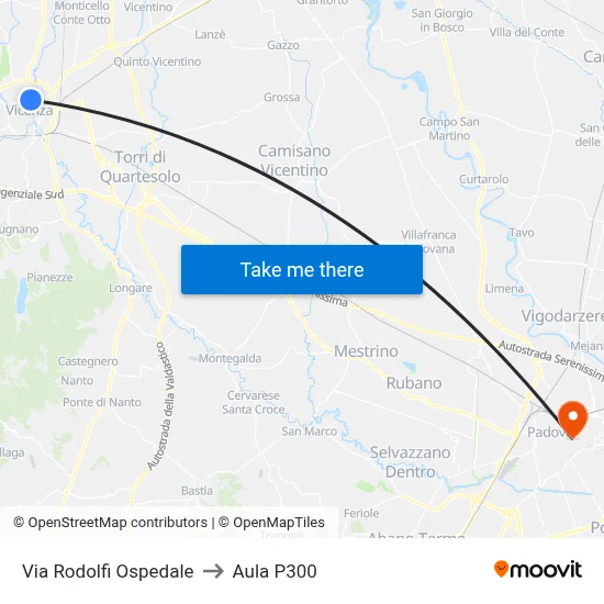 Rodolfi Hospital Street to P300 Hall map