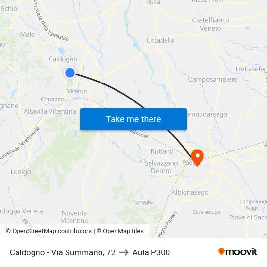 Caldogno - Via Summano, 72 to P300 Hall map