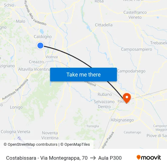 Costabissara - Via Montegrappa, 70 to P300 Hall map