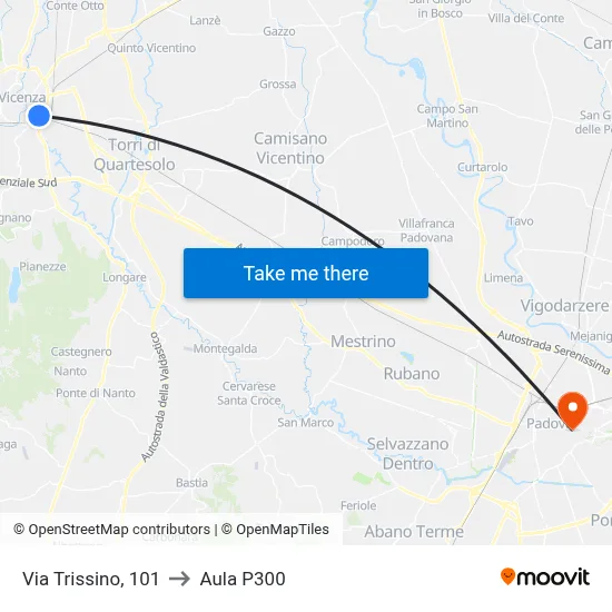 Via Trissino, 101 to P300 Hall map