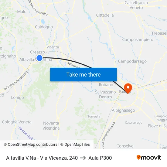 Altavilla Vicentina - Via Vicenza, 240 to P300 Hall map