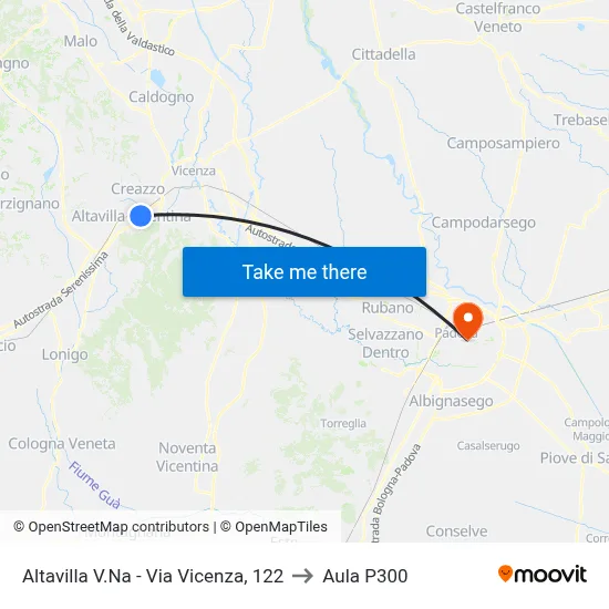 Altavilla Vicenza - Via Vicenza, 122 to P300 Hall map