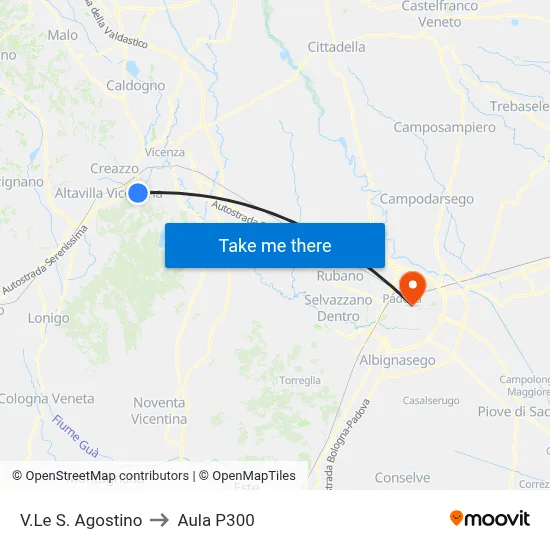 Sant'Agostino Avenue to P300 Hall map