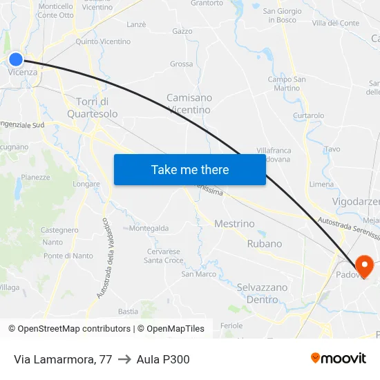 Via Lamarmora, 77 to P300 Hall map