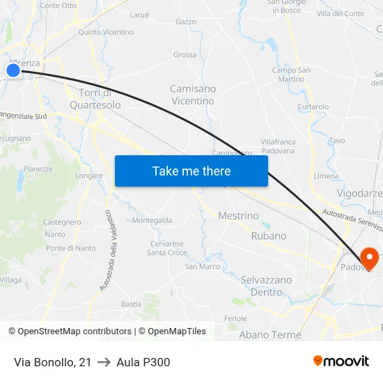 Via Bonollo, 21 to P300 Hall map