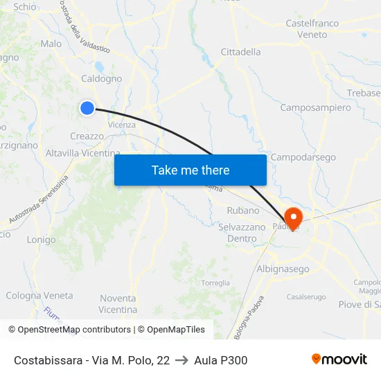 Costabissara - Marco Polo Street, 22 to P300 Hall map