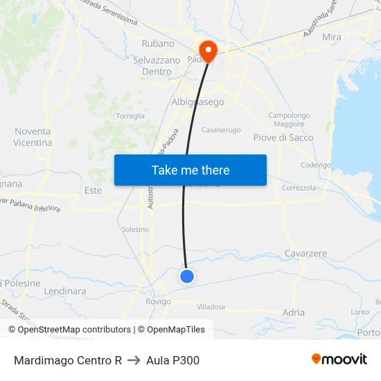 Mardimago Center to P300 Hall map