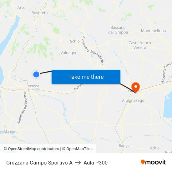 Grezzana Sports Field A to P300 Hall map