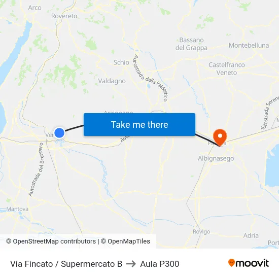 Via Fincato / Supermarket B to P300 Hall map