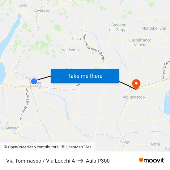 Via Tommaseo / Via Locchi A to P300 Hall map