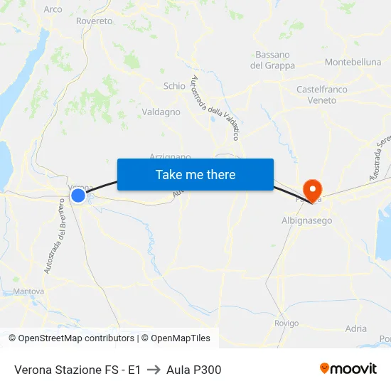 Verona Railway Station - E1 to P300 Hall map