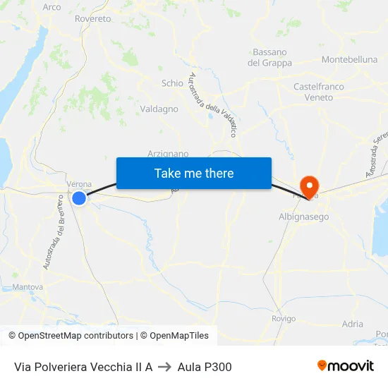 Via Polveriera Vecchia II A to P300 Hall map
