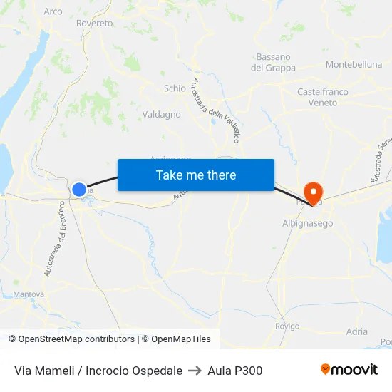 Mameli Street / Hospital Junction to P300 Hall map