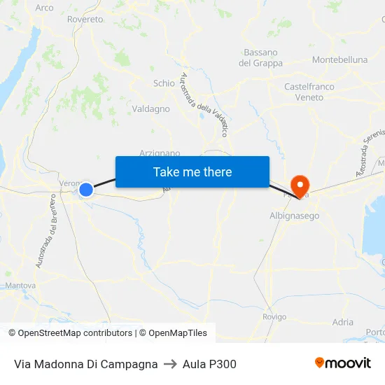 Madonna Di Campagna Street to P300 Hall map