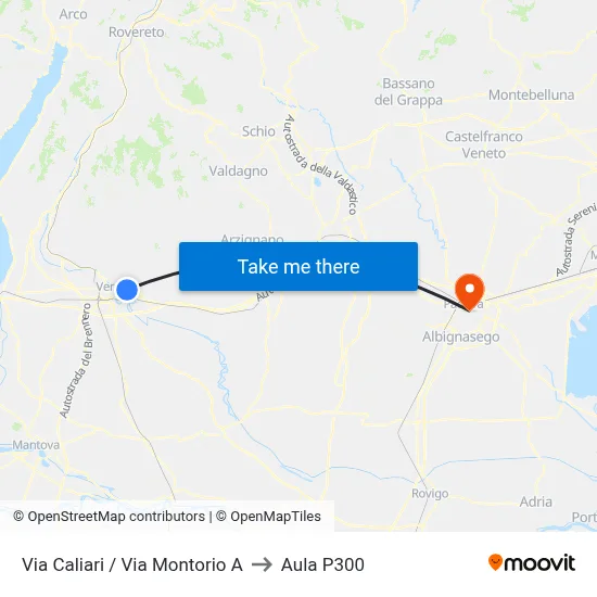 Via Caliari / Montorio Street A to P300 Hall map