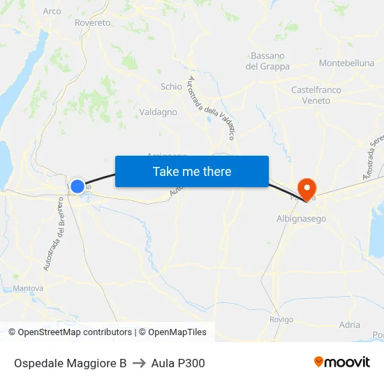 Main Hospital B to P300 Hall map