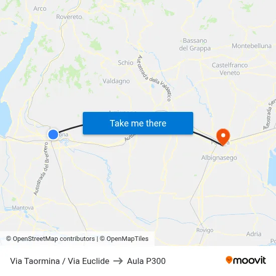 Taormina Street / Euclide Street to P300 Hall map