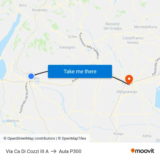 Via Ca Di Cozzi III A to P300 Hall map
