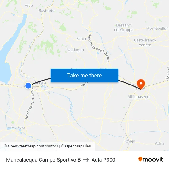 Mancalacqua Sports Field B to P300 Hall map