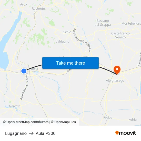 Lugagnano to P300 Hall map