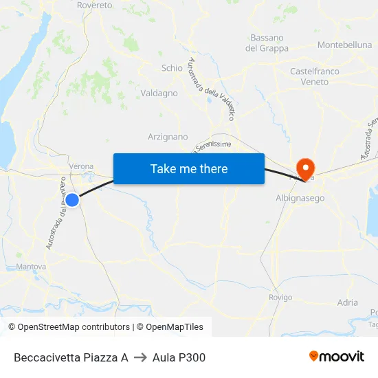 Beccacivetta Square A to P300 Hall map