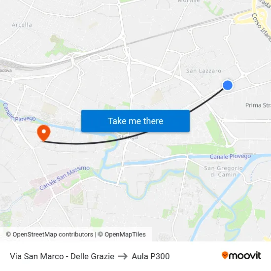 San Marco Street - Delle Grazie to P300 Hall map