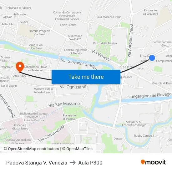 Padova Stanga Venice Road to P300 Hall map