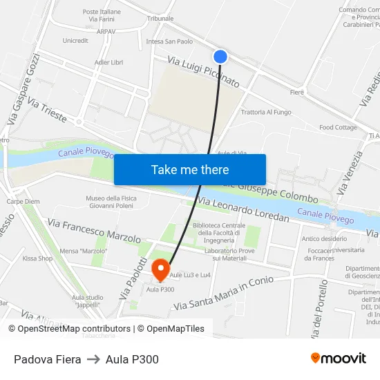 Padova Fair to P300 Hall map