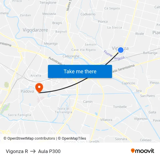 Vigonza R to P300 Hall map