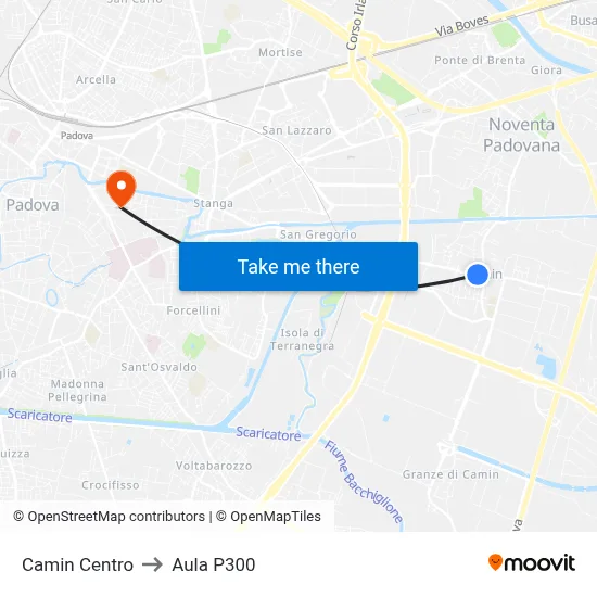 Camin Center to P300 Hall map