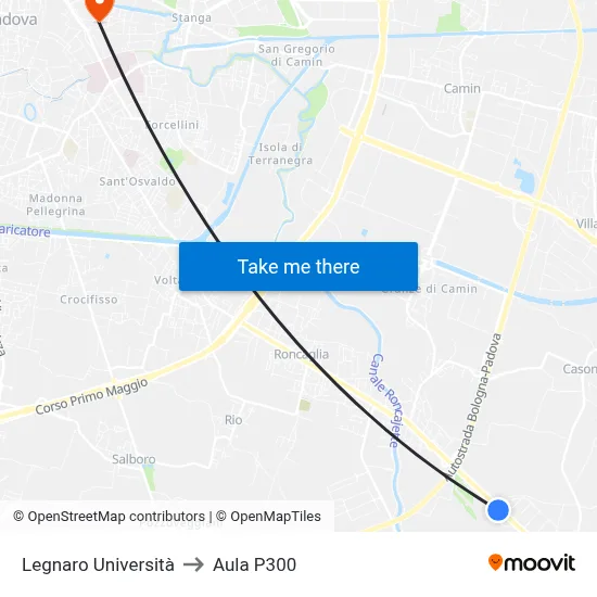 Legnaro University to P300 Hall map